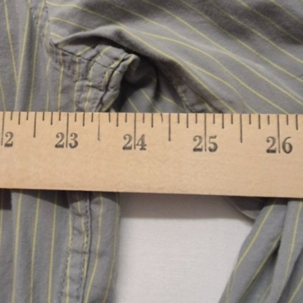 Gap men's gray long sleeve yellow striped button up shirt XL 100% Cotton pockets - Picture 13 of 13